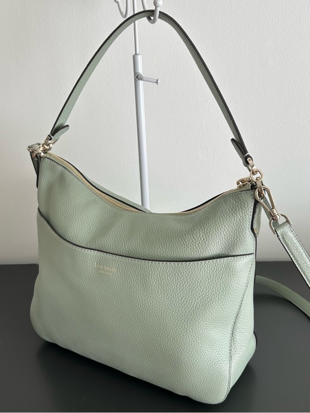 Kate Spade Mint Green Leather Shoulder Bag Crossbody Gold Hardware - Picture 5 of 12